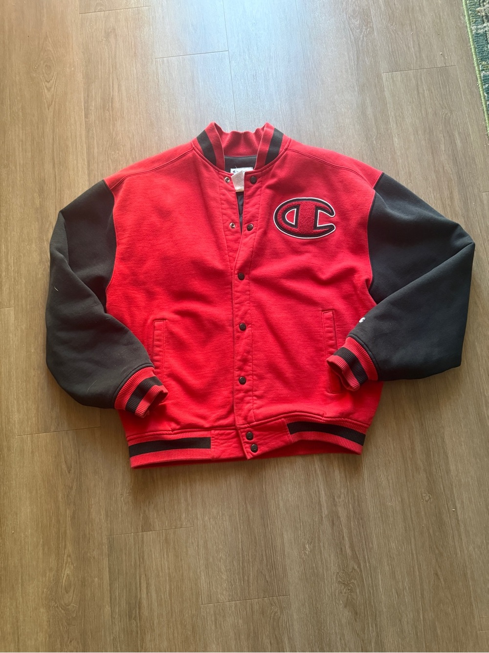 Champion Red and Black Kids Varsity Jacket with Logo Patch
